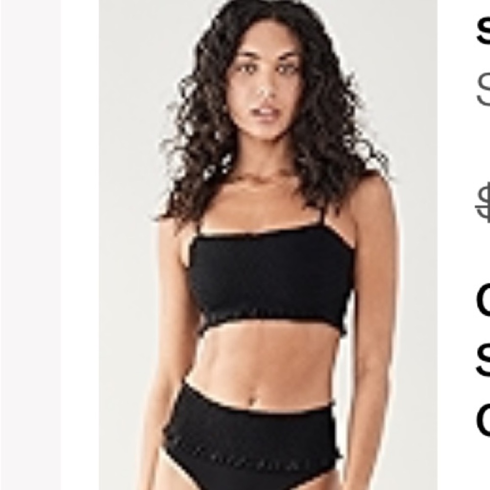 Solido Smocked Black Bikini Top